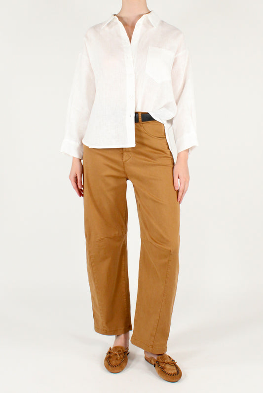 Pantaloni Semi Balloon Misto Lyocell con Cintura
