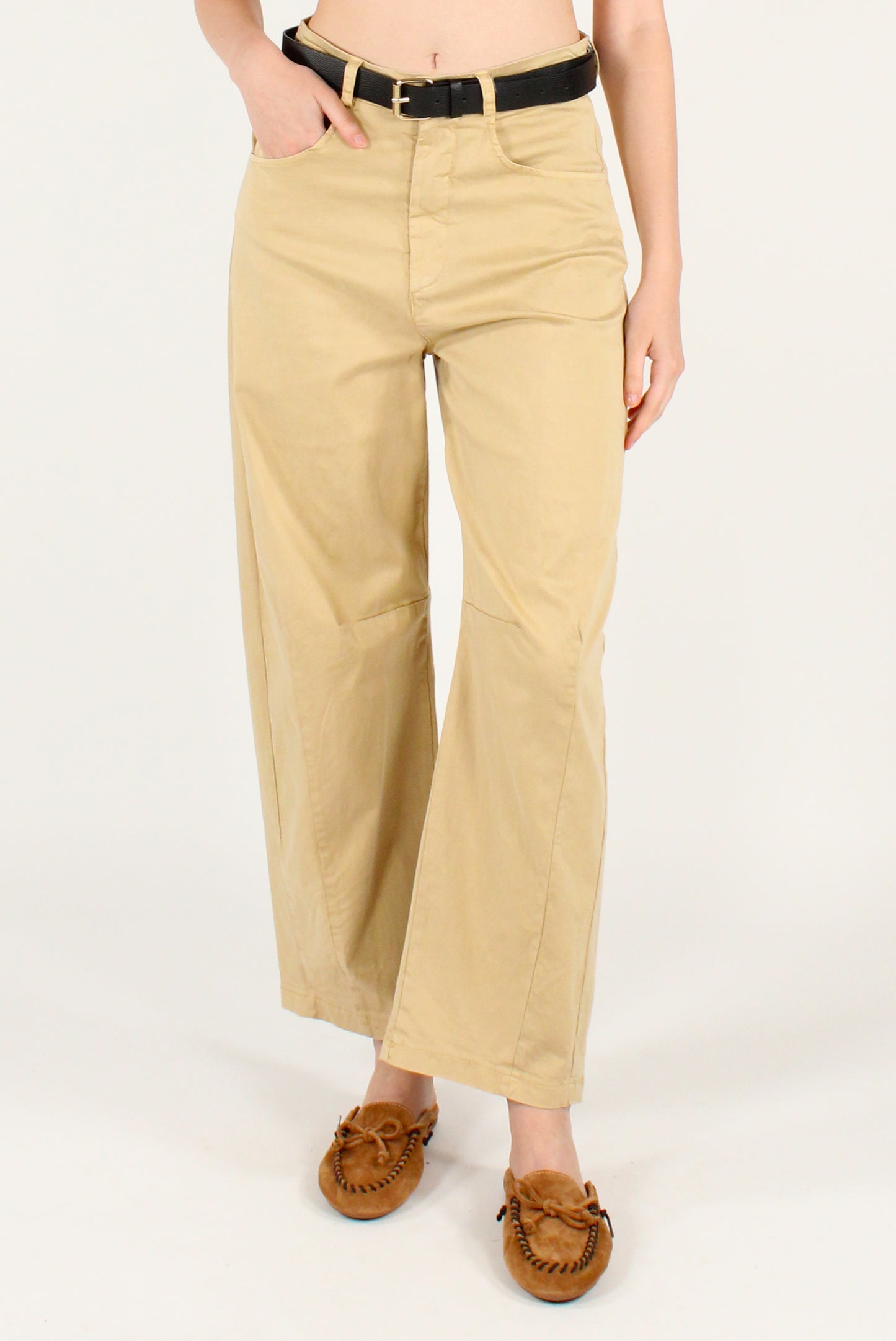 Pantaloni Semi Balloon Misto Lyocell con Cintura