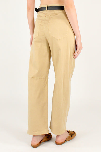 Pantaloni Semi Balloon Misto Lyocell con Cintura
