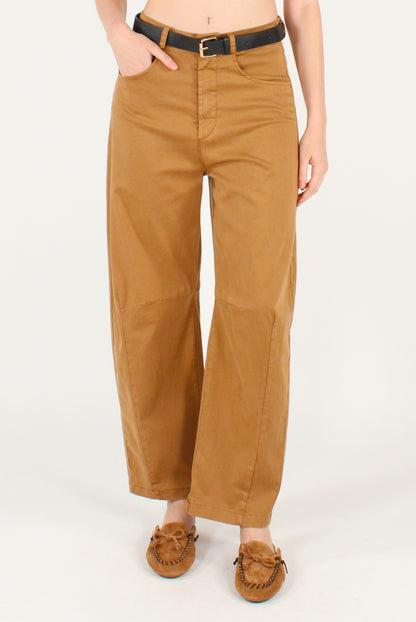 Pantaloni Semi Balloon Misto Lyocell con Cintura