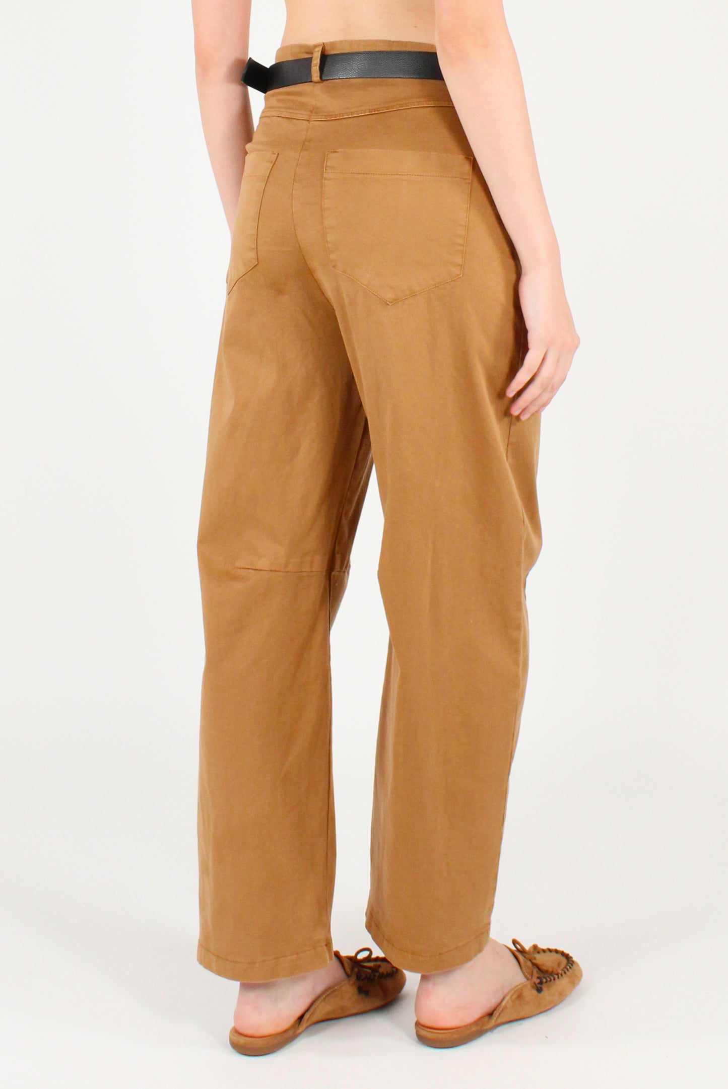 Pantaloni Semi Balloon Misto Lyocell con Cintura
