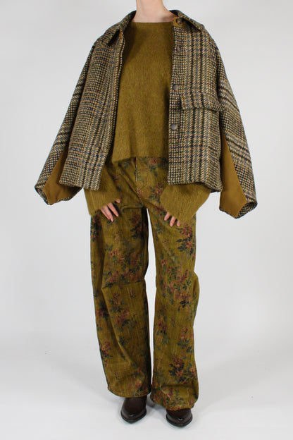 Pantaloni in Velluto a Coste Stampa Floreale