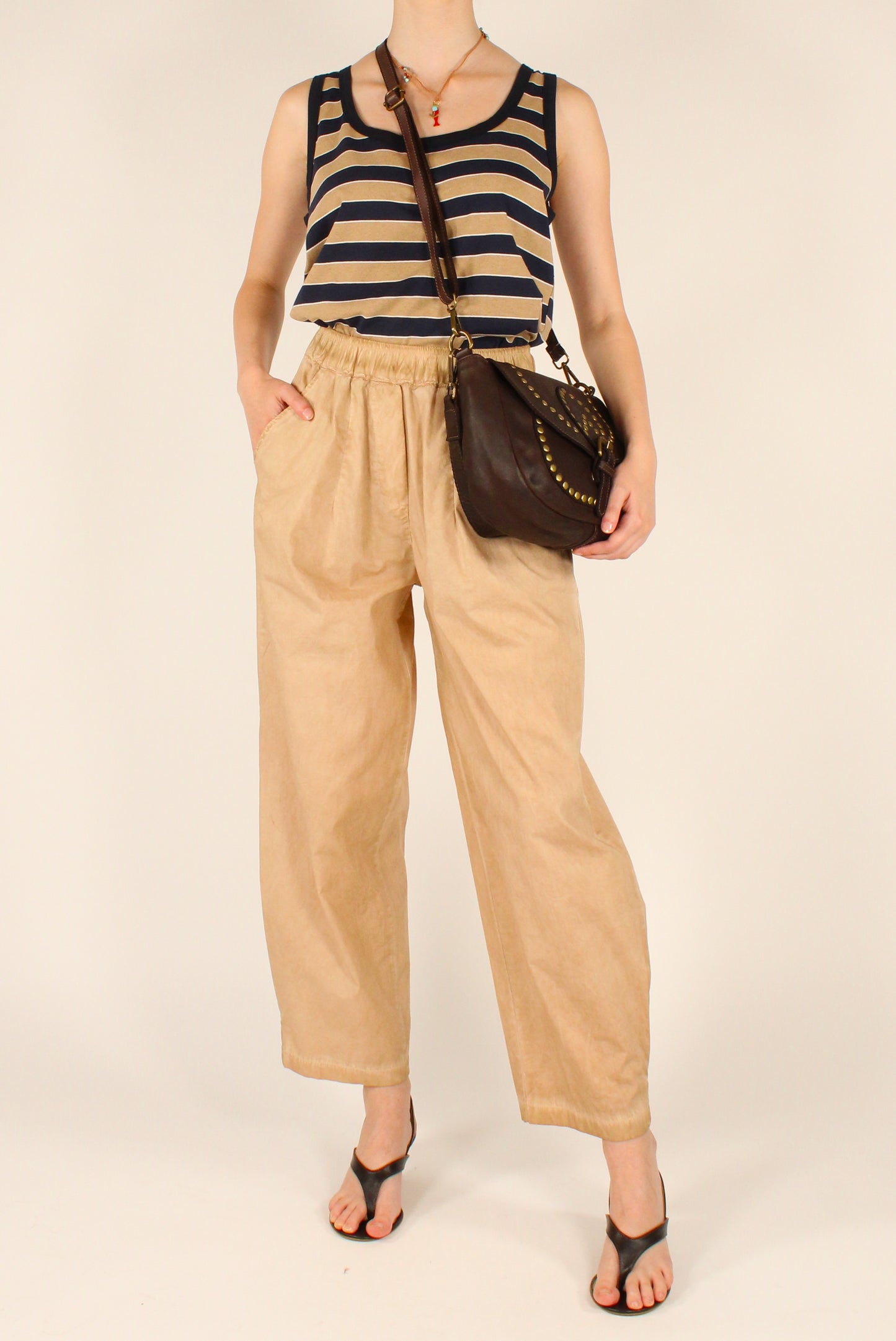Pantaloni Semi Balloon in Cotone Slavato