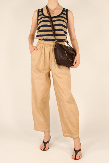 Pantaloni Semi Balloon in Cotone Slavato