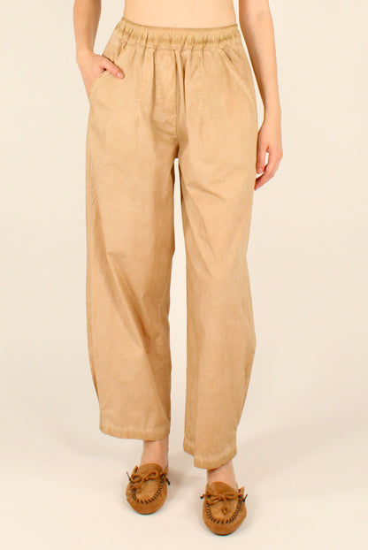 Pantaloni Semi Balloon in Cotone Slavato