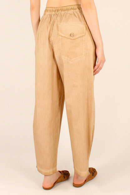 Pantaloni Semi Balloon in Cotone Slavato