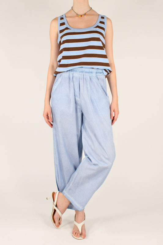 Pantaloni Semi Balloon in Cotone Slavato