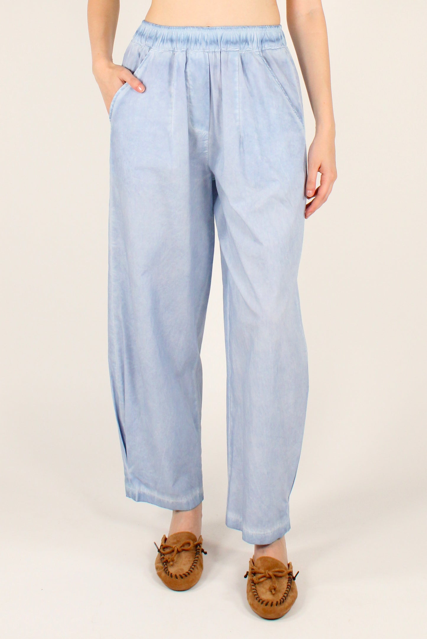 Pantaloni Semi Balloon in Cotone Slavato