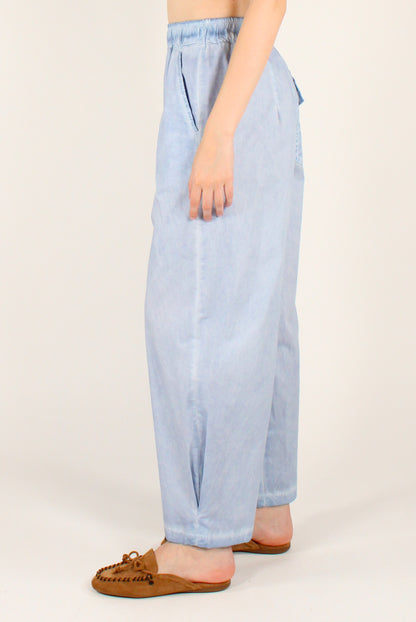 Pantaloni Semi Balloon in Cotone Slavato