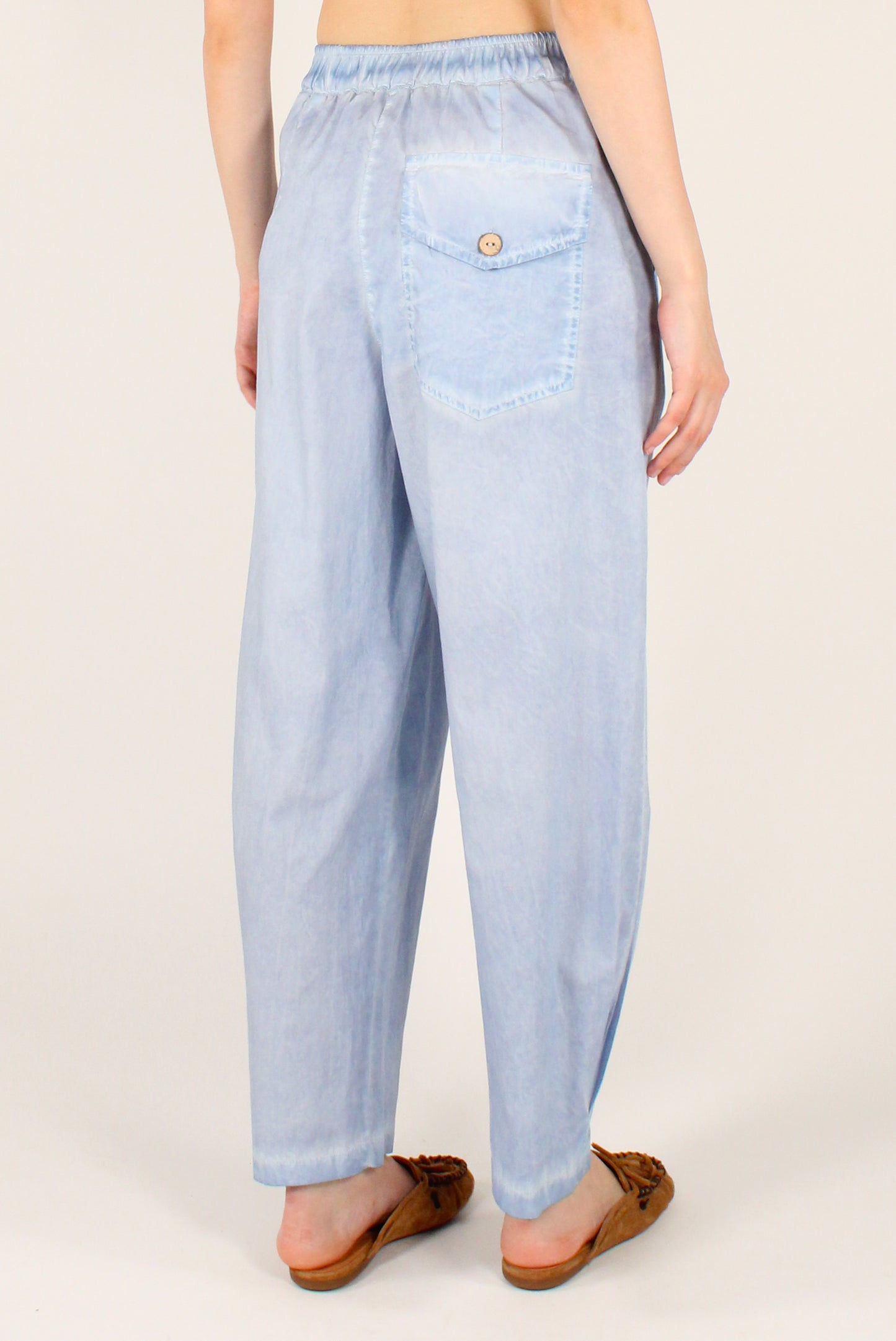 Pantaloni Semi Balloon in Cotone Slavato