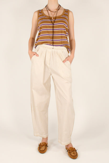 Pantaloni Semi Balloon in Cotone Slavato