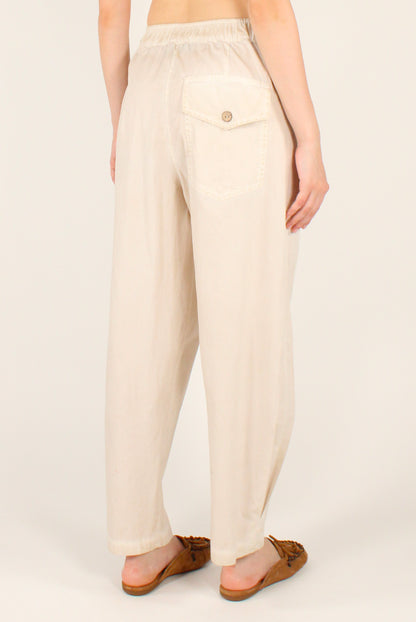 Pantaloni Semi Balloon in Cotone Slavato