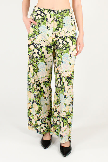 Wide Leg Floral Print Trousers