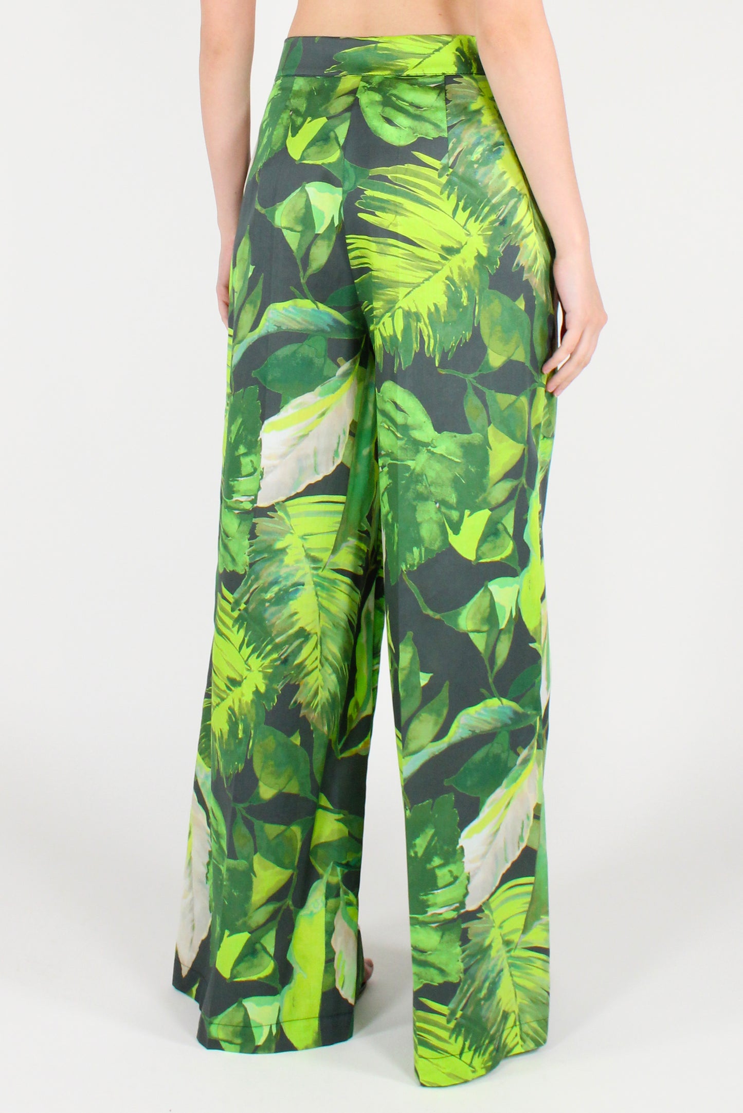 Pantaloni a Palazzo Stampa Foglie