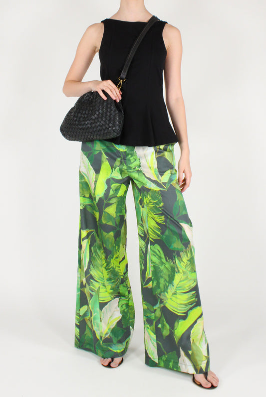 Palazzo Trousers with Leaf Print