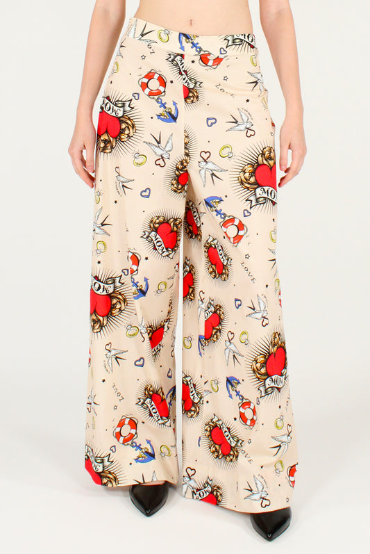 Pantaloni a Palazzo Stampa Tattoo