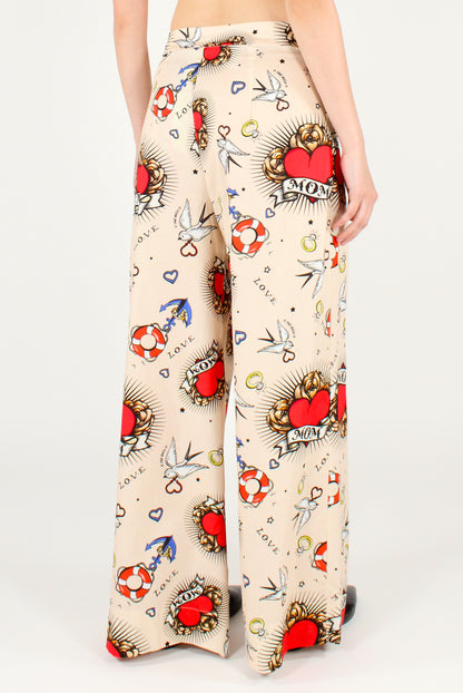 Pantaloni a Palazzo Stampa Tattoo