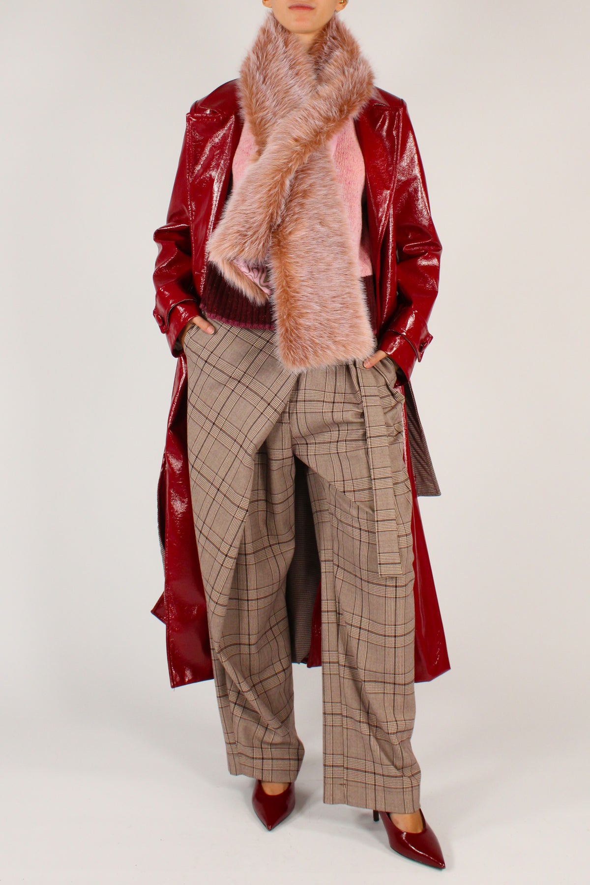 Pantaloni Asimmetrici Stampa Tartan