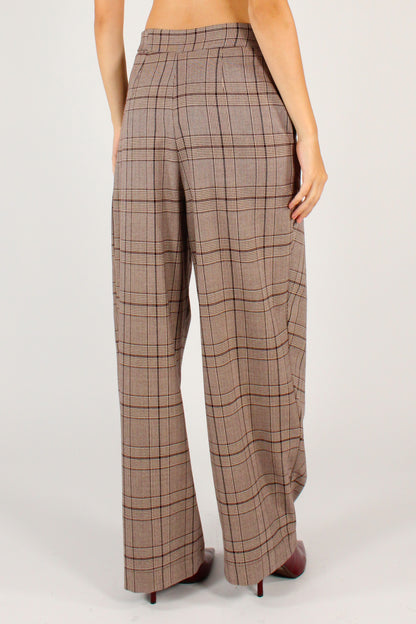 Pantaloni Asimmetrici Stampa Tartan