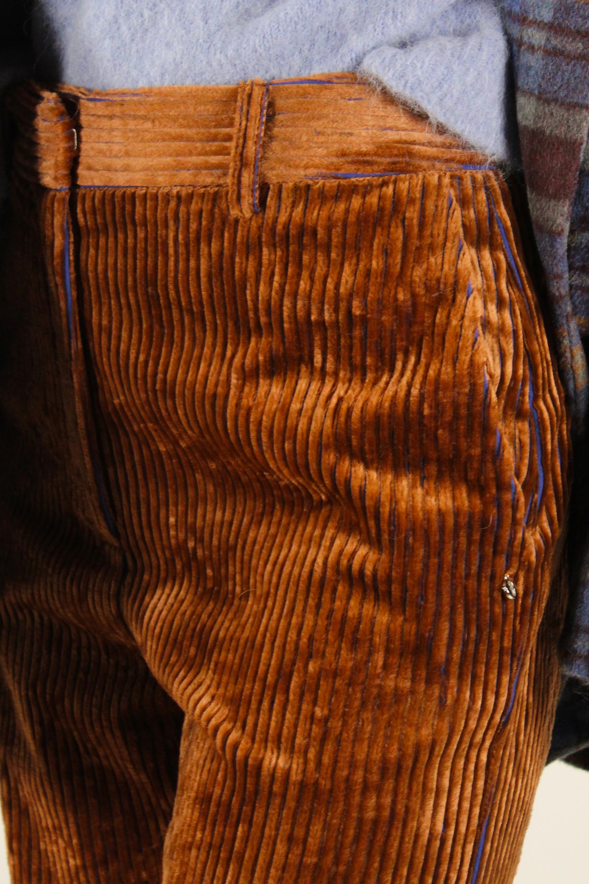 Pantaloni a Palazzo in Velluto a Coste Misto Viscosa