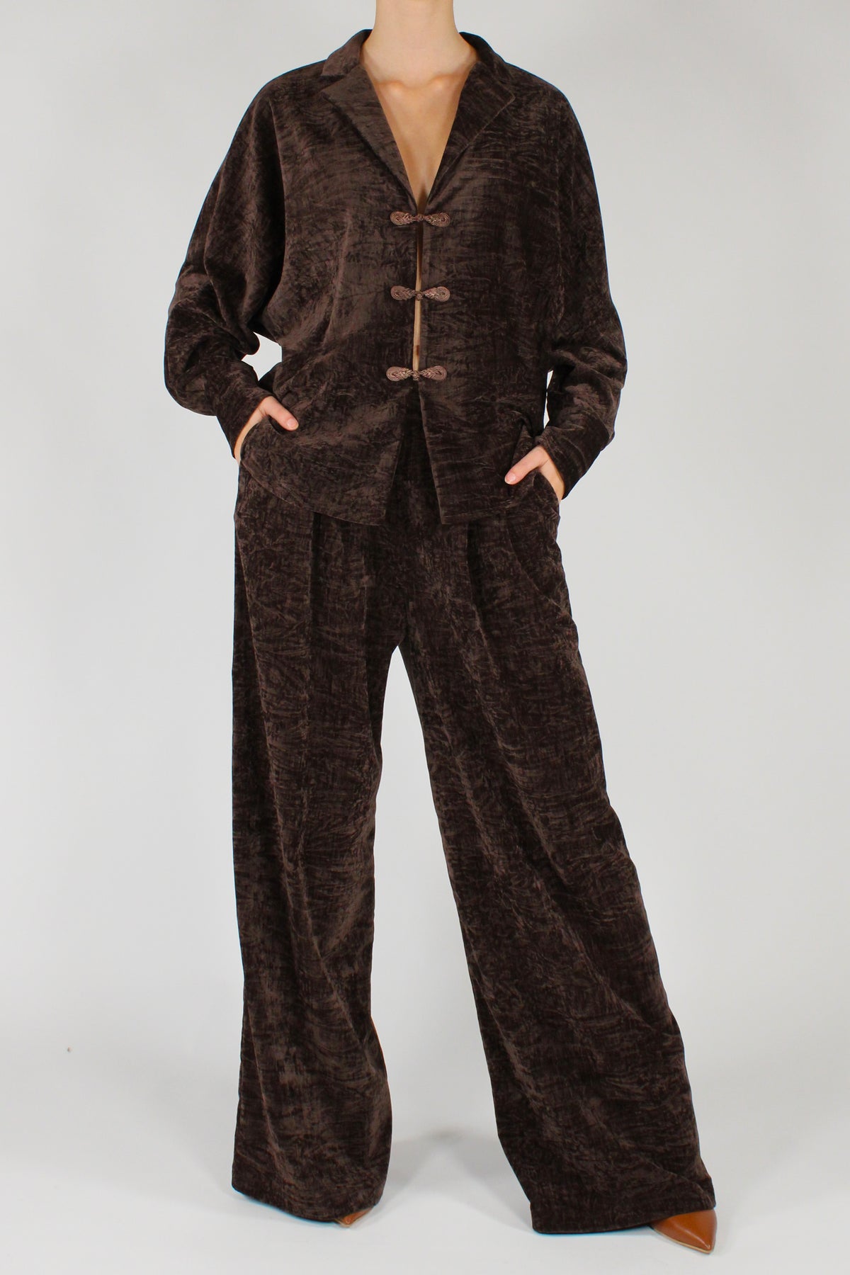 Pantaloni in Velluto con Pinces