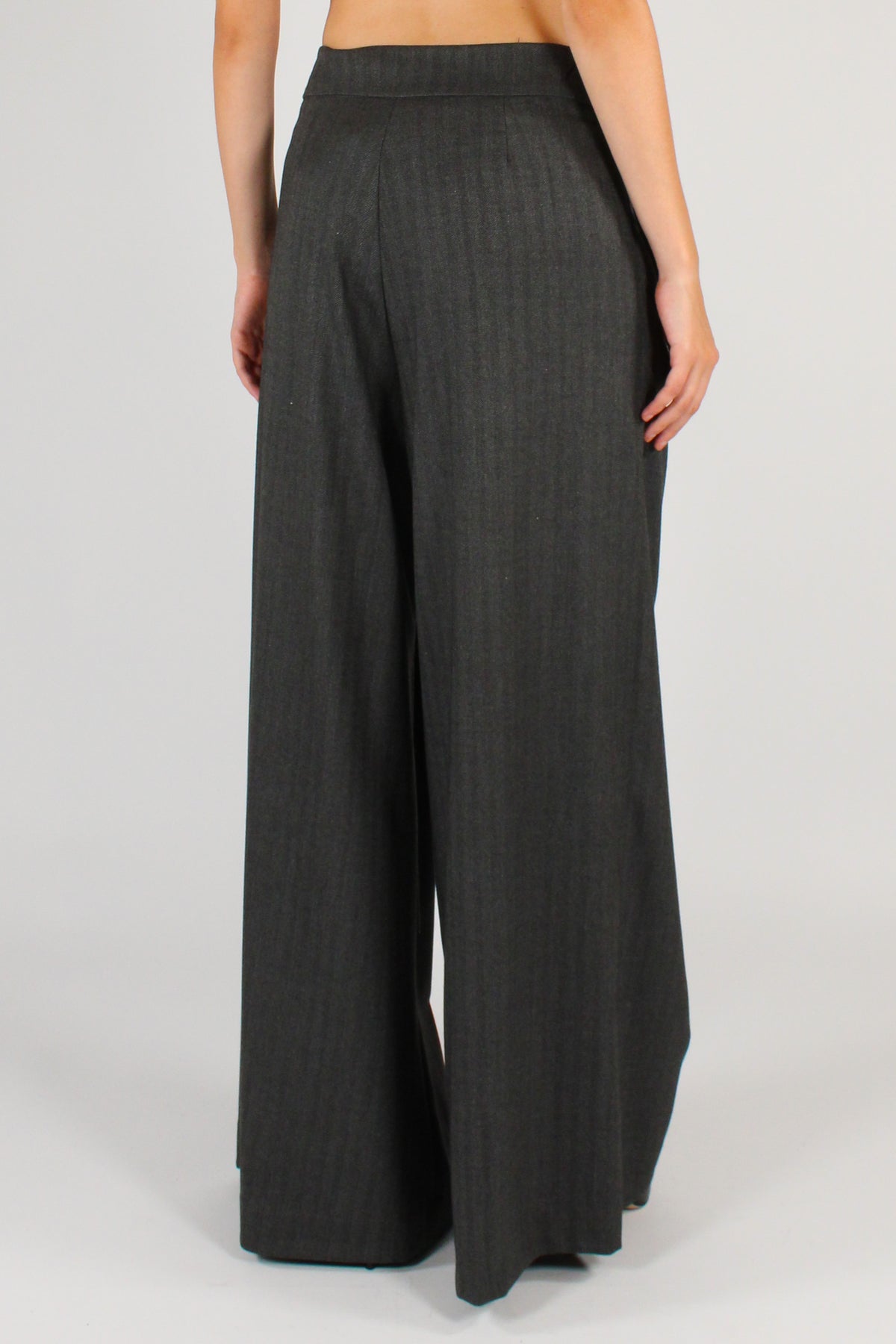 Pantaloni Drappeggiati in Tessuto Spigato
