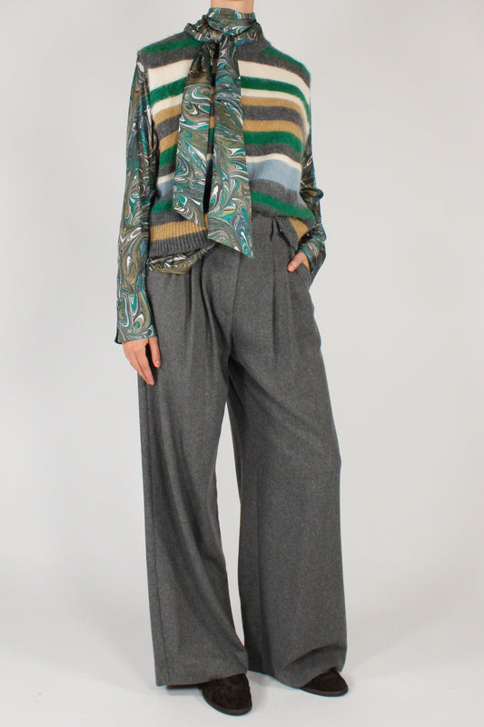 Pantaloni con Pinces Misto Lana