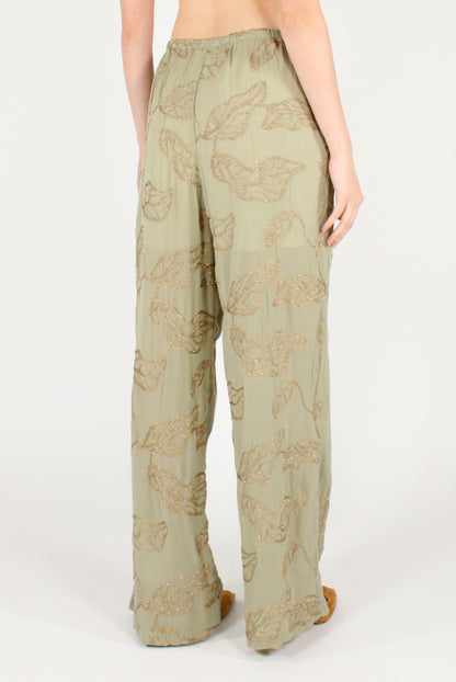 Pantaloni Ricami Dorati All Over