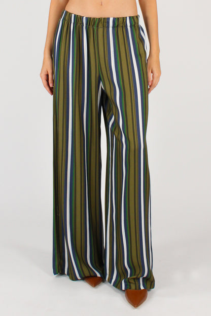 Pantaloni a Palazzo a Righe Sfondo Verde
