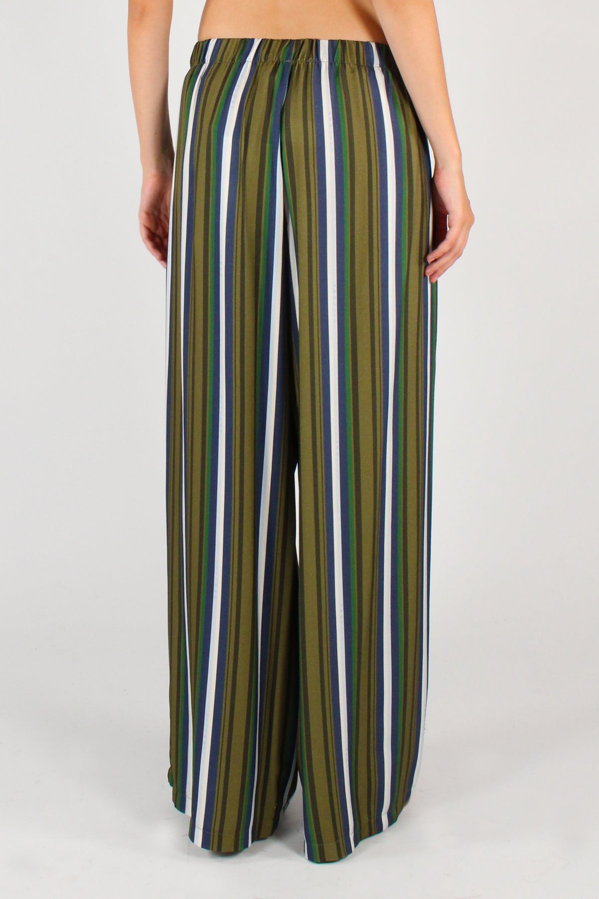 Pantaloni a Palazzo a Righe Sfondo Verde