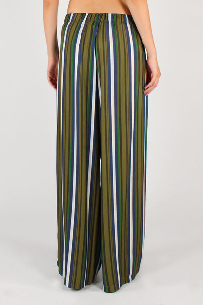 Pantaloni a Palazzo a Righe Sfondo Verde