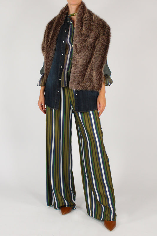 Pantaloni a Palazzo a Righe Sfondo Verde