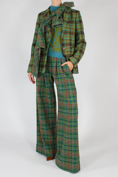 Pantaloni Stampa Tartan Verde