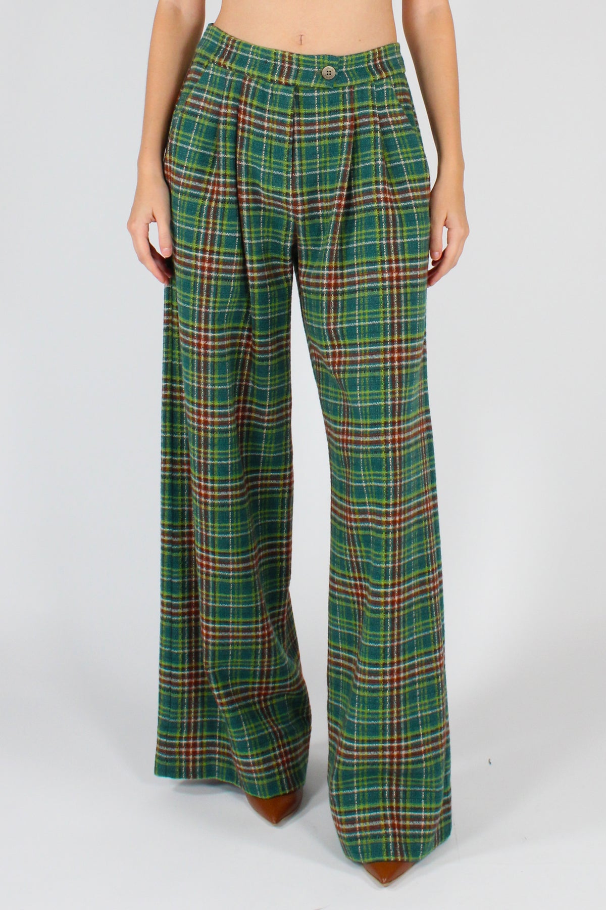 Pantaloni Stampa Tartan Verde