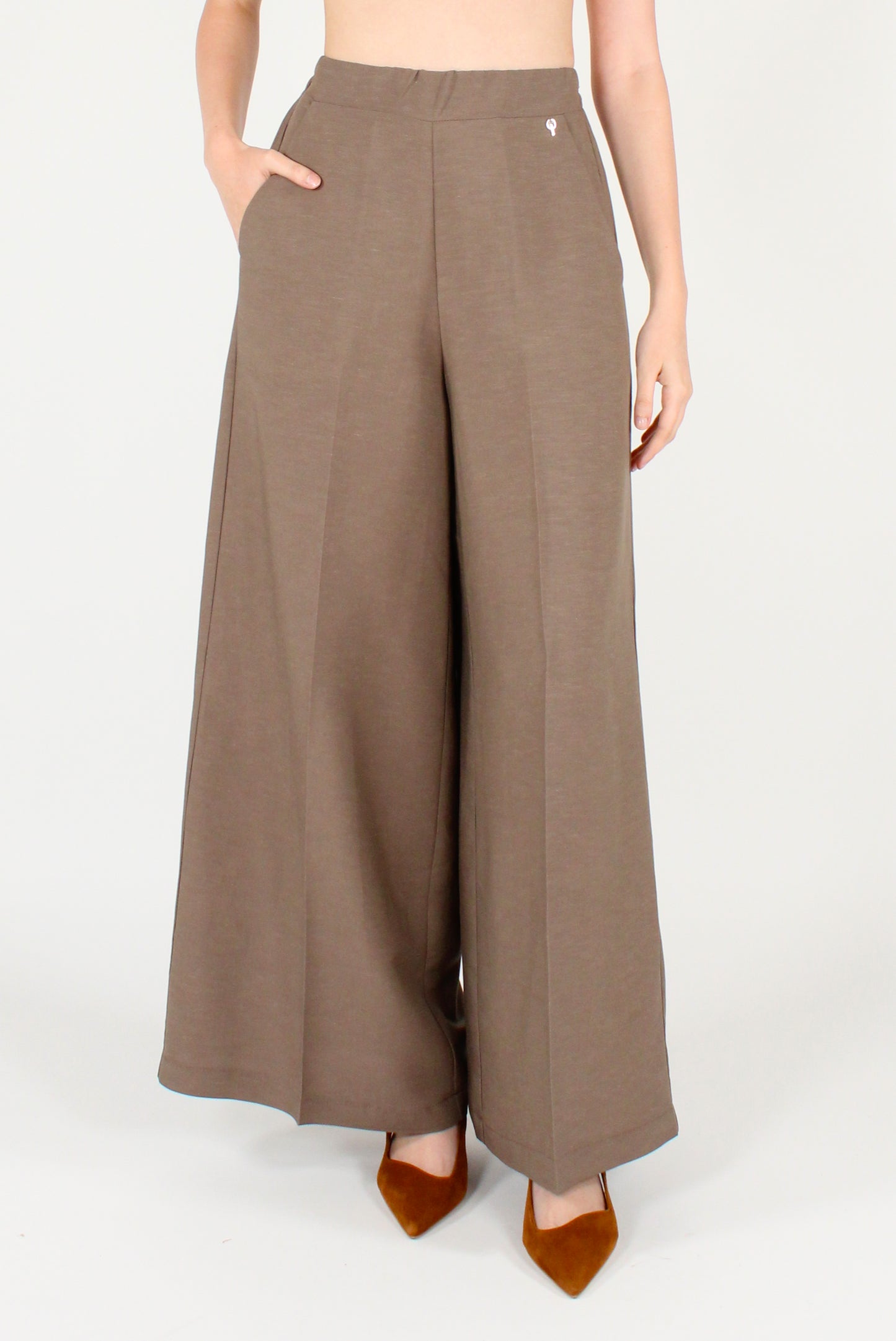 Pantaloni Misto Lino e Viscosa con Elastico