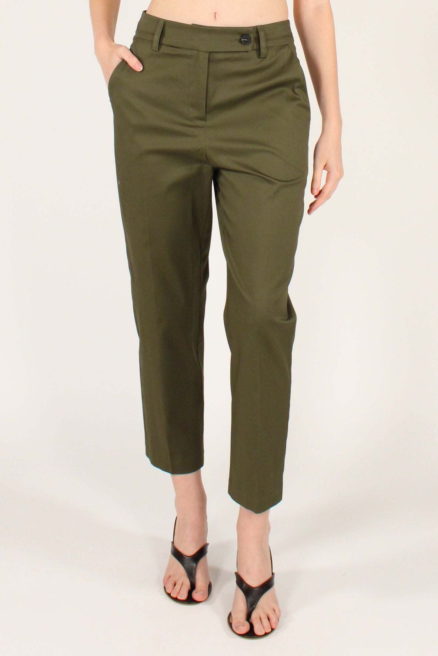 Pantaloni alla Caviglia in Cotone Elasticizzato