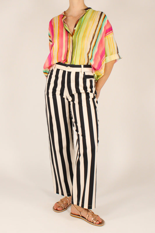 Pantaloni a Righe Bianco/Nero