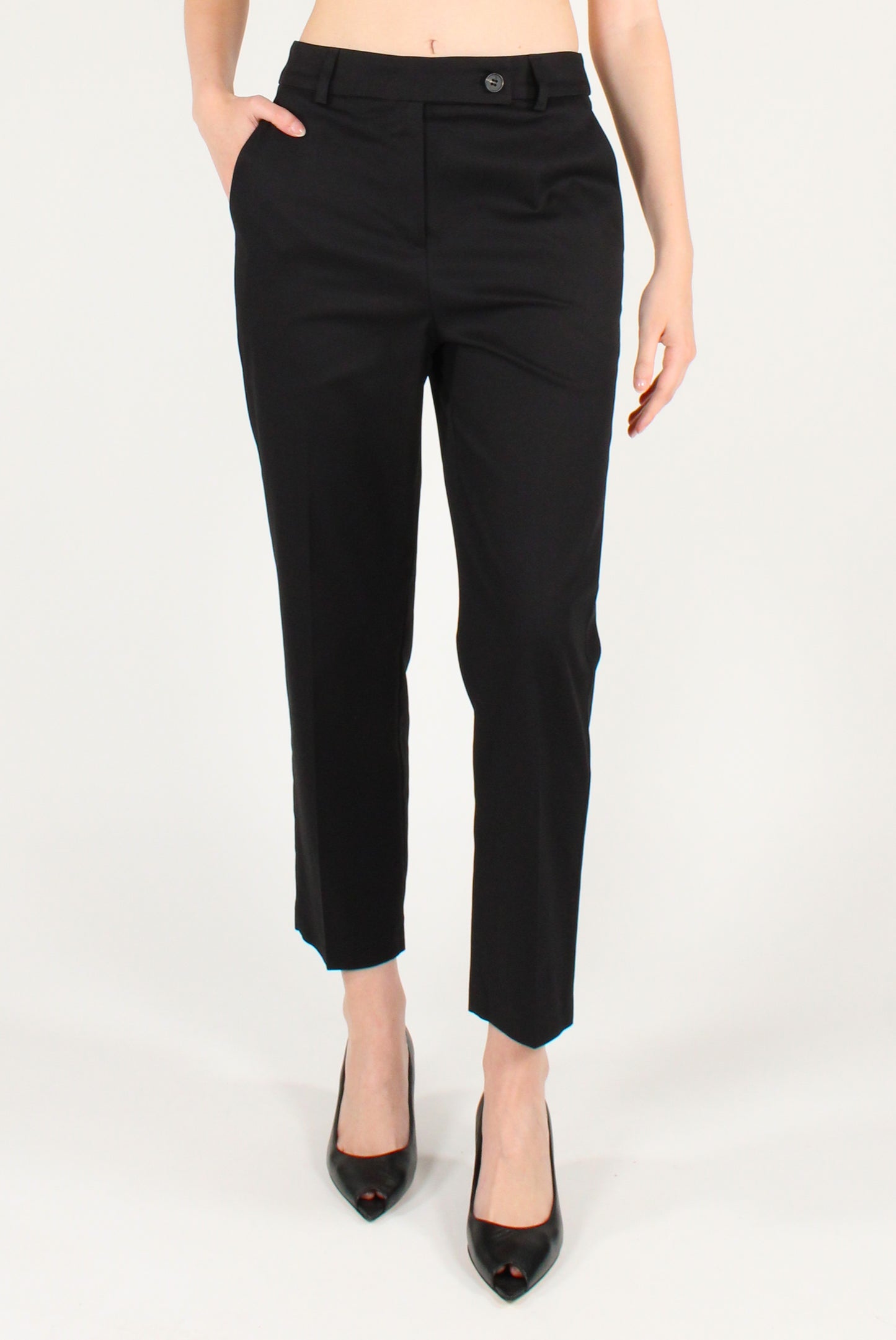 Pantaloni alla Caviglia in Cotone Elasticizzato