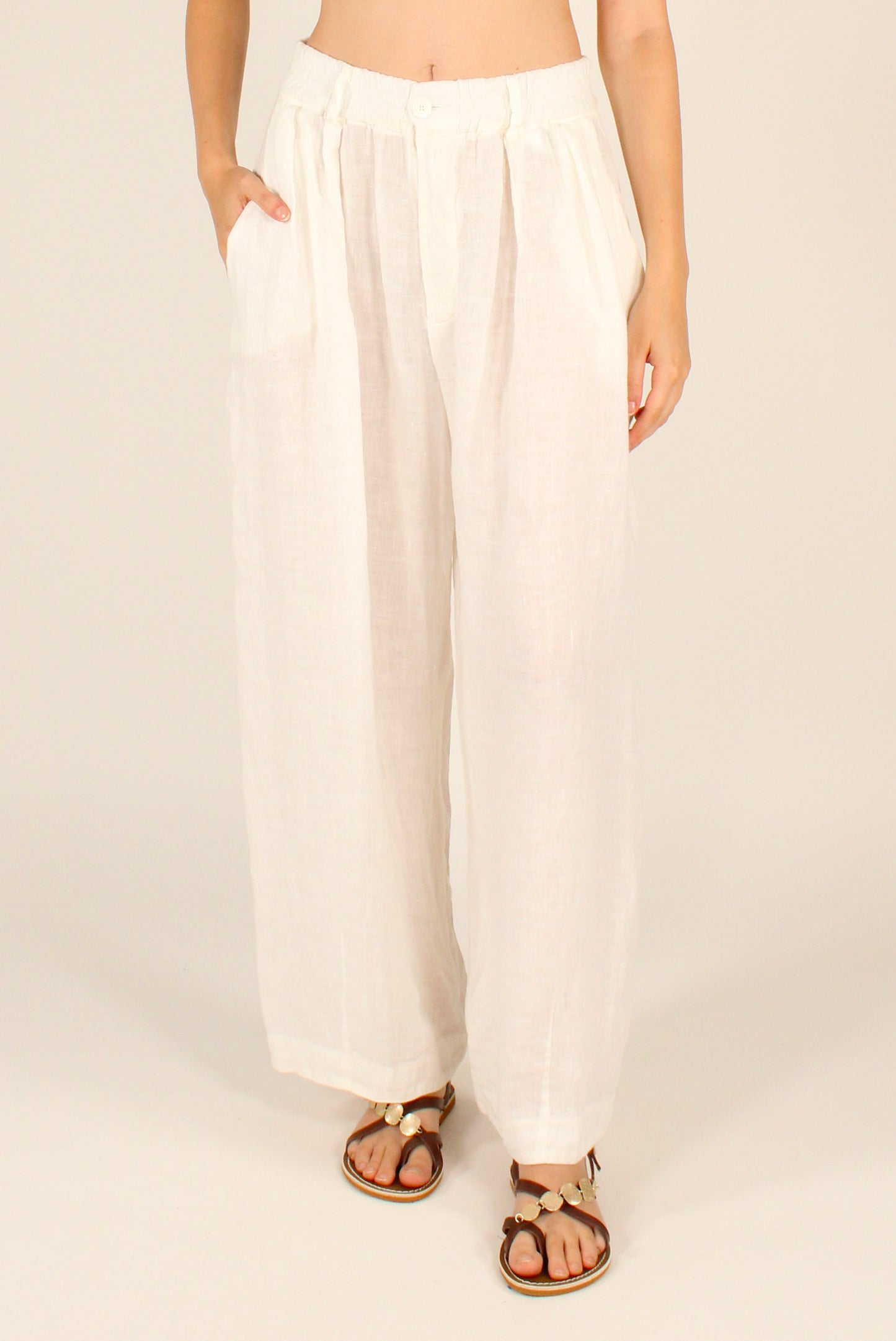 Pantaloni Balloon in Lino