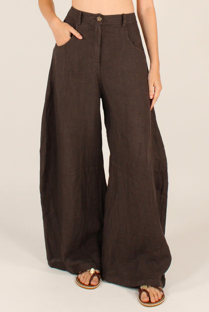 Pantaloni Barrel in Lino