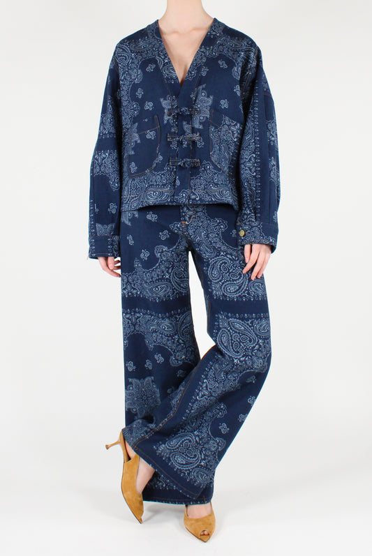 Bomber in Denim Stampa Bandana