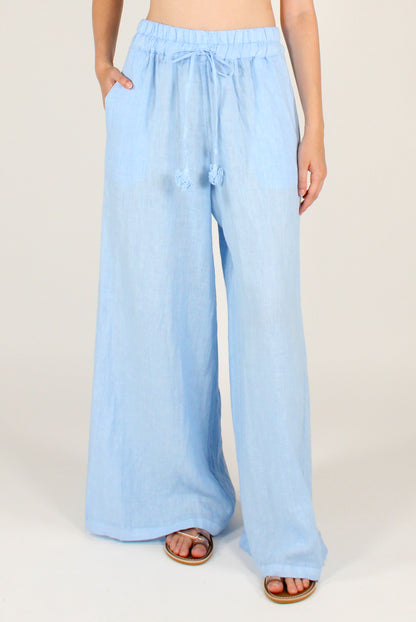 Pantaloni in Lino Ricamo "Love in the Sun"