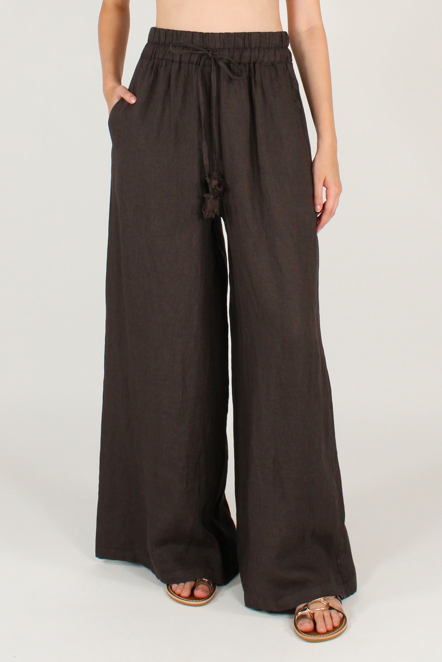 Pantaloni in Lino Ricamo "Love in the Sun"