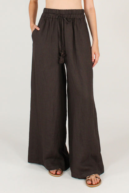 Pantaloni in Lino Ricamo "Love in the Sun"