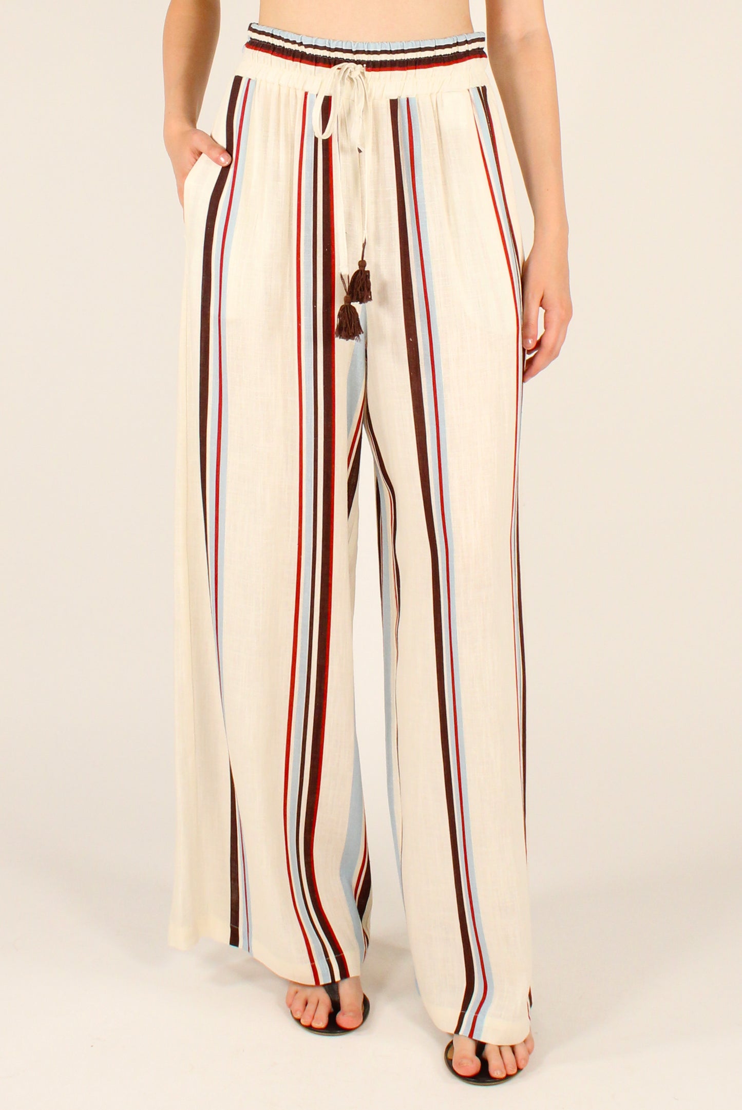 Pantaloni Rigati con Coulisse ed Elastico