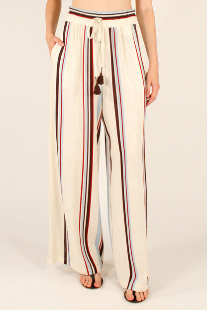 Pantaloni Rigati con Coulisse ed Elastico