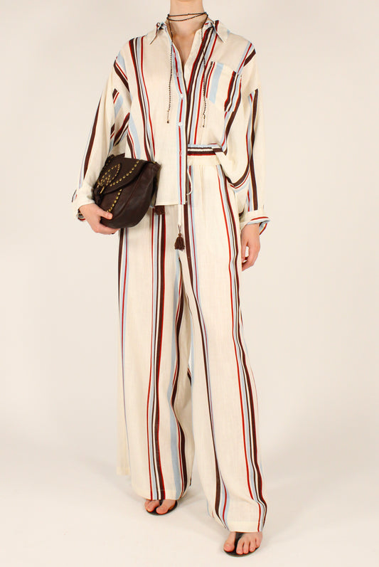 Striped Trousers with Drawstring and Elastic