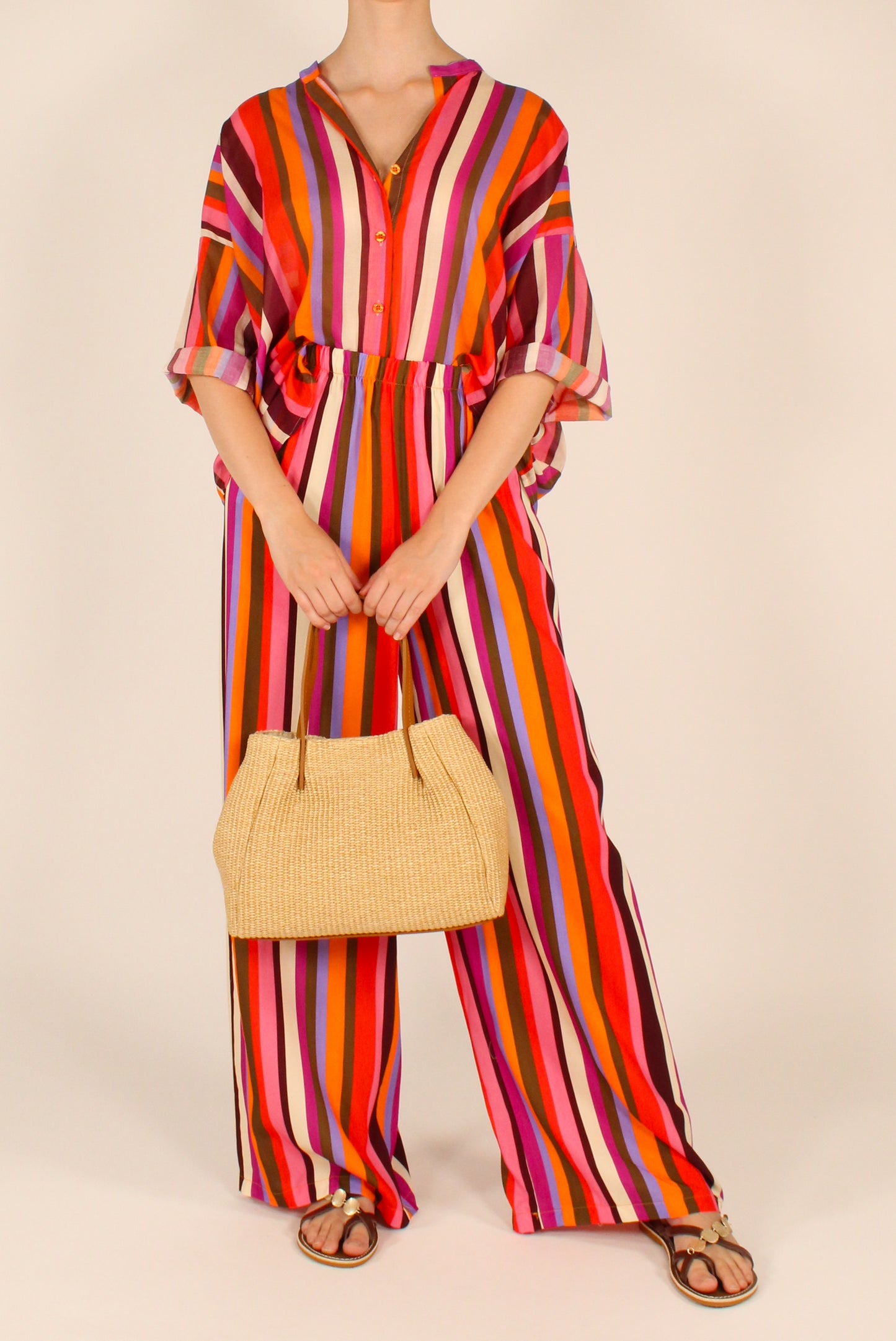 Pantaloni a Righe Multicolor