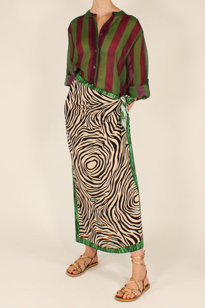 Camicia Stampa a Righe Verde/Viola