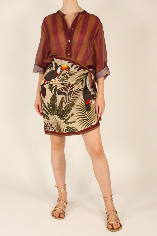 Camicia Stampa a Righe Prugna e Marrone